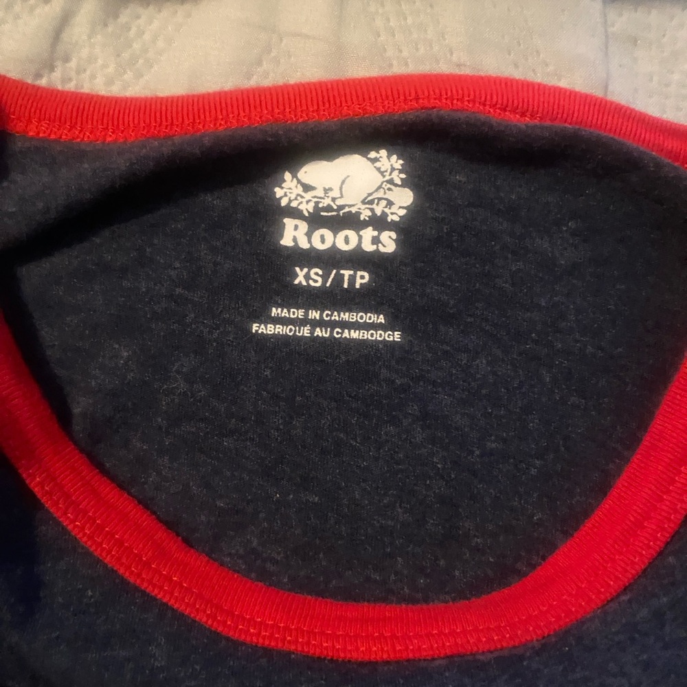 Roots Dark Blue Tee with Red Trim